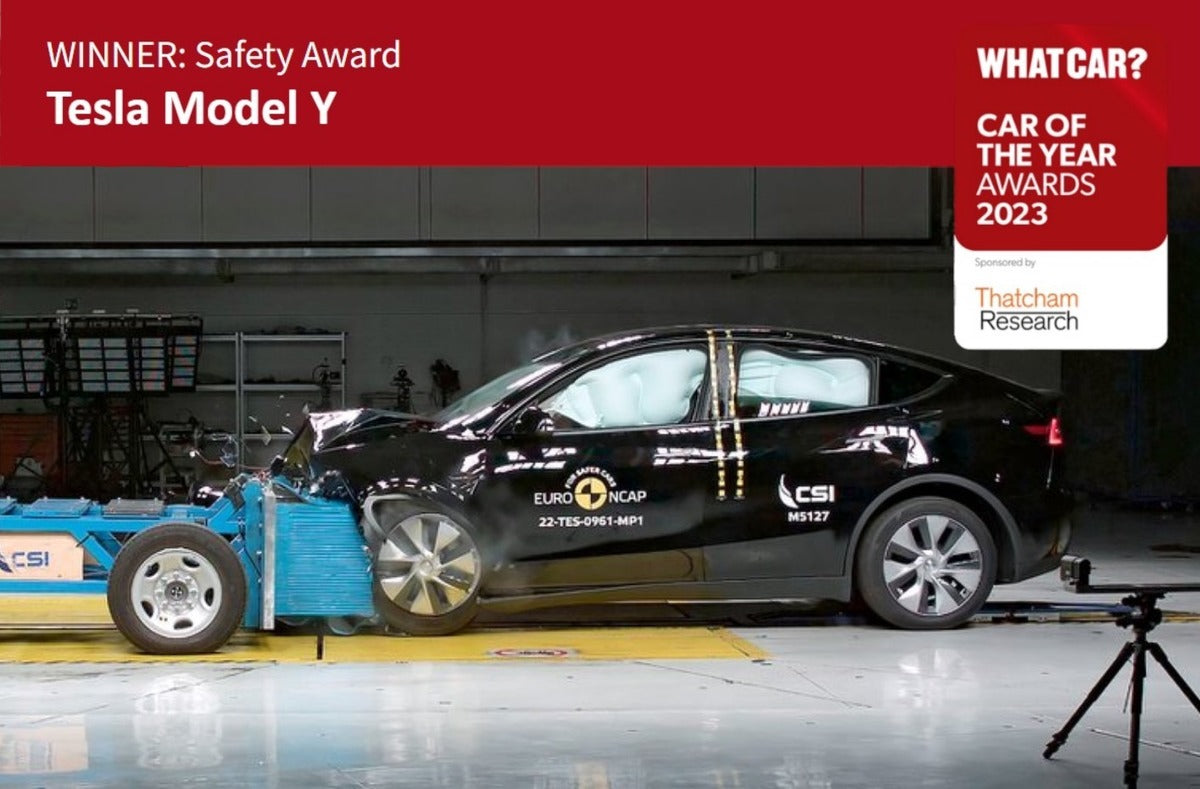 Tesla Model Y wins What Car? Safety Award 2023 - Thatcham Research
